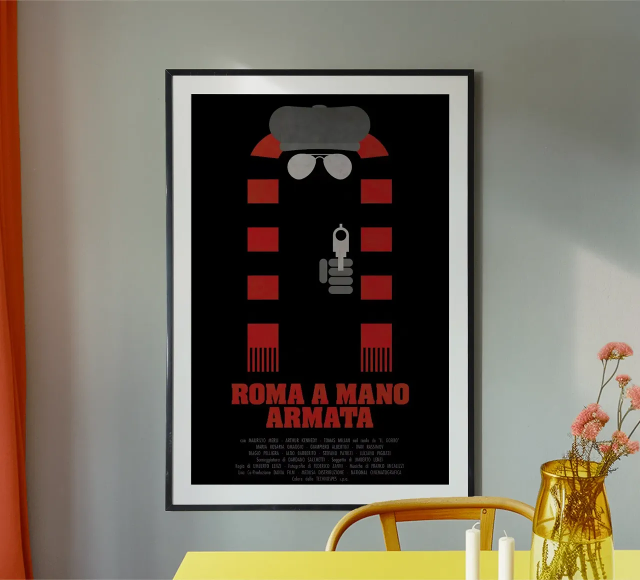Roma a Mano Armata poster con telaio in legno da Federico Mancosu