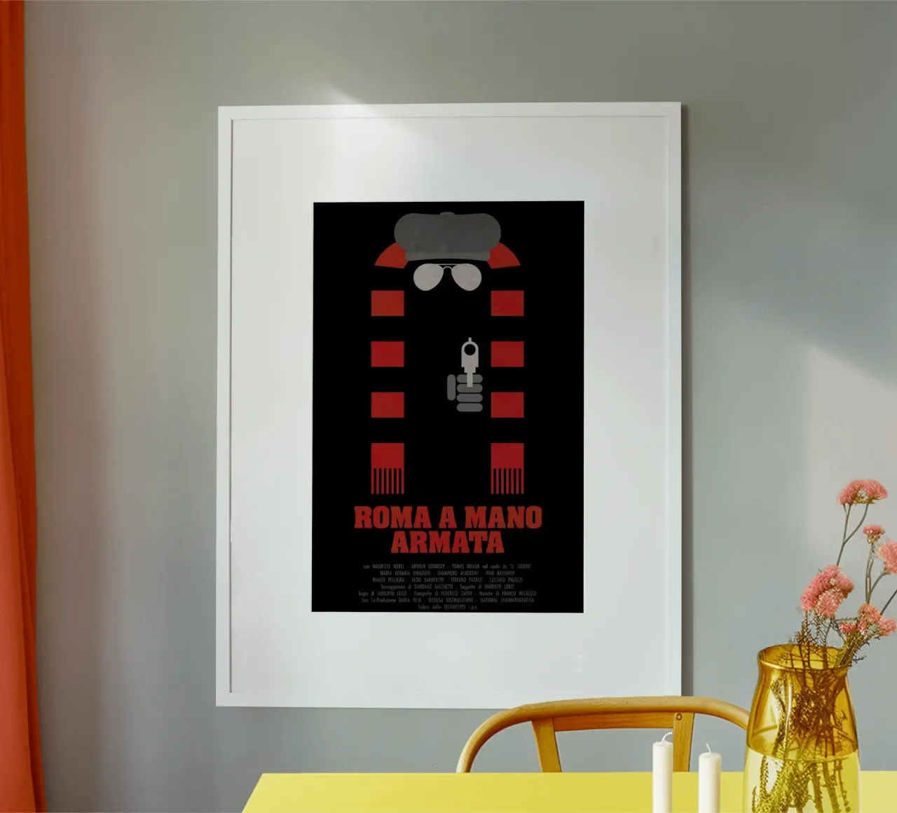 Roma a Mano Armata poster con telaio in legno da Federico Mancosu