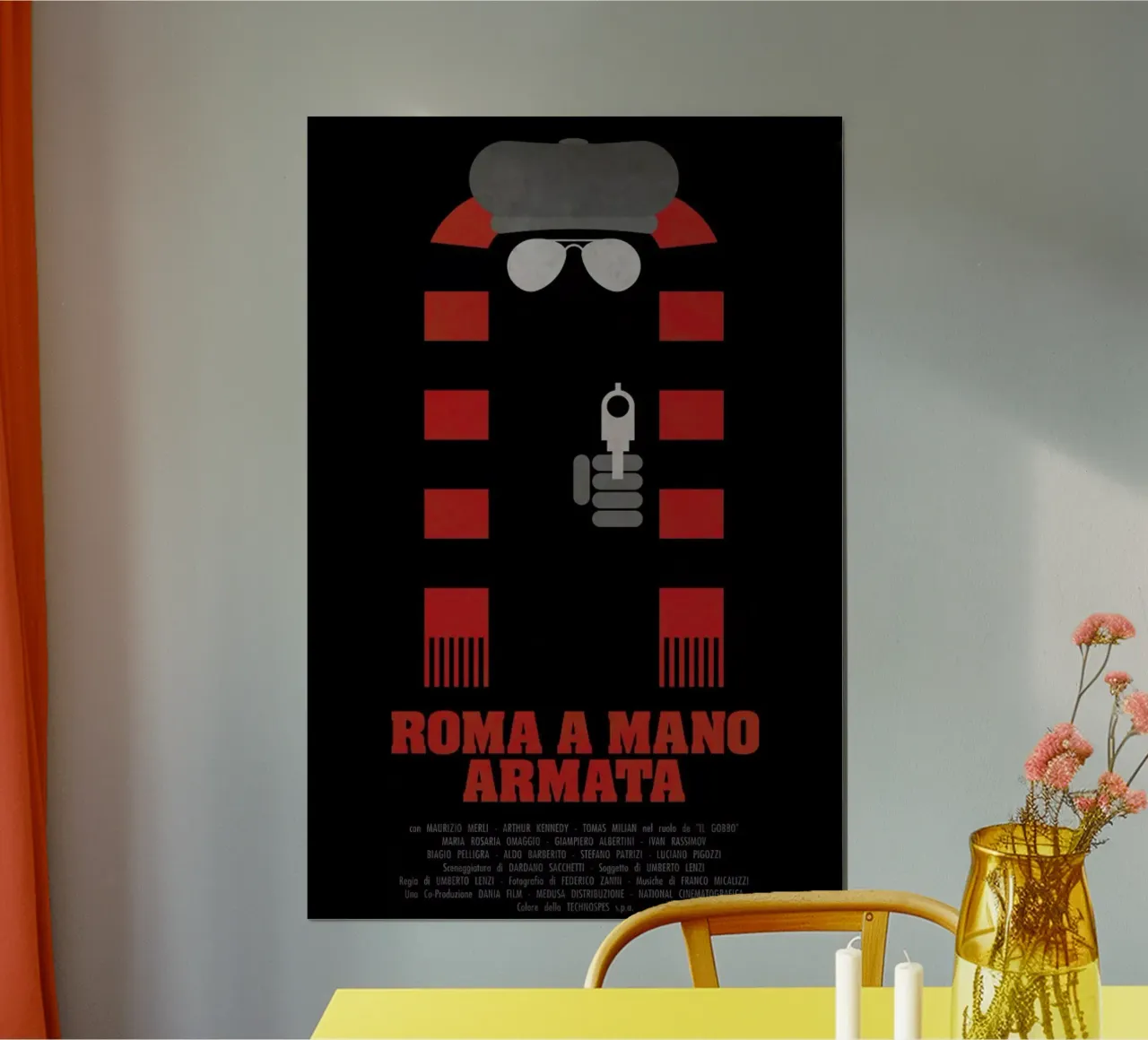 Roma a Mano Armata poster con telaio in legno da Federico Mancosu