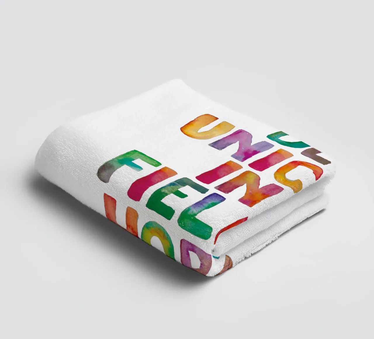 Be a Unicorn in a Field of Horses Rainbow Typography Design towel by THE MOTIVATED TYPE