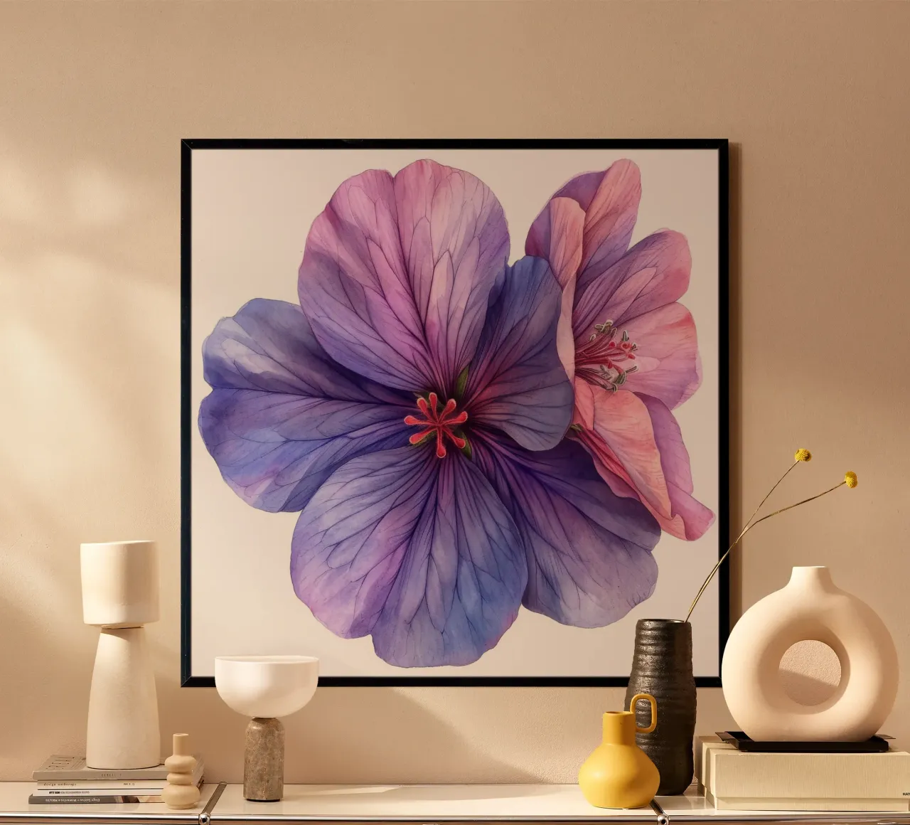 Geranio fiore 4 poster con telaio in alluminio da Bold Blooms