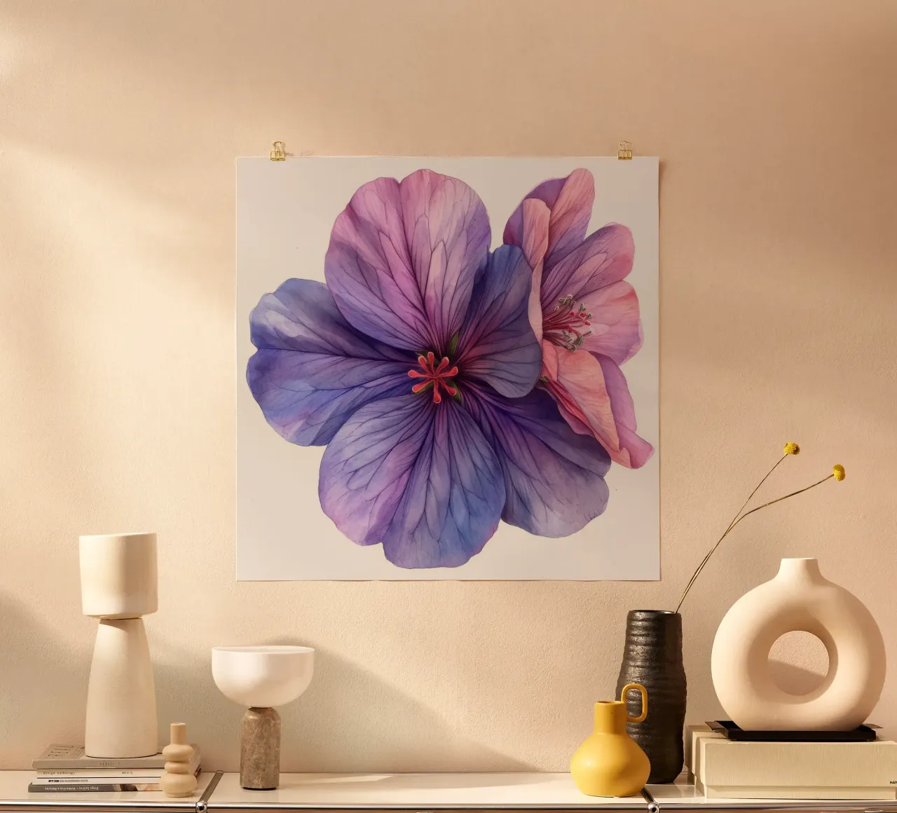 Geranio fiore 4 poster con telaio in alluminio da Bold Blooms