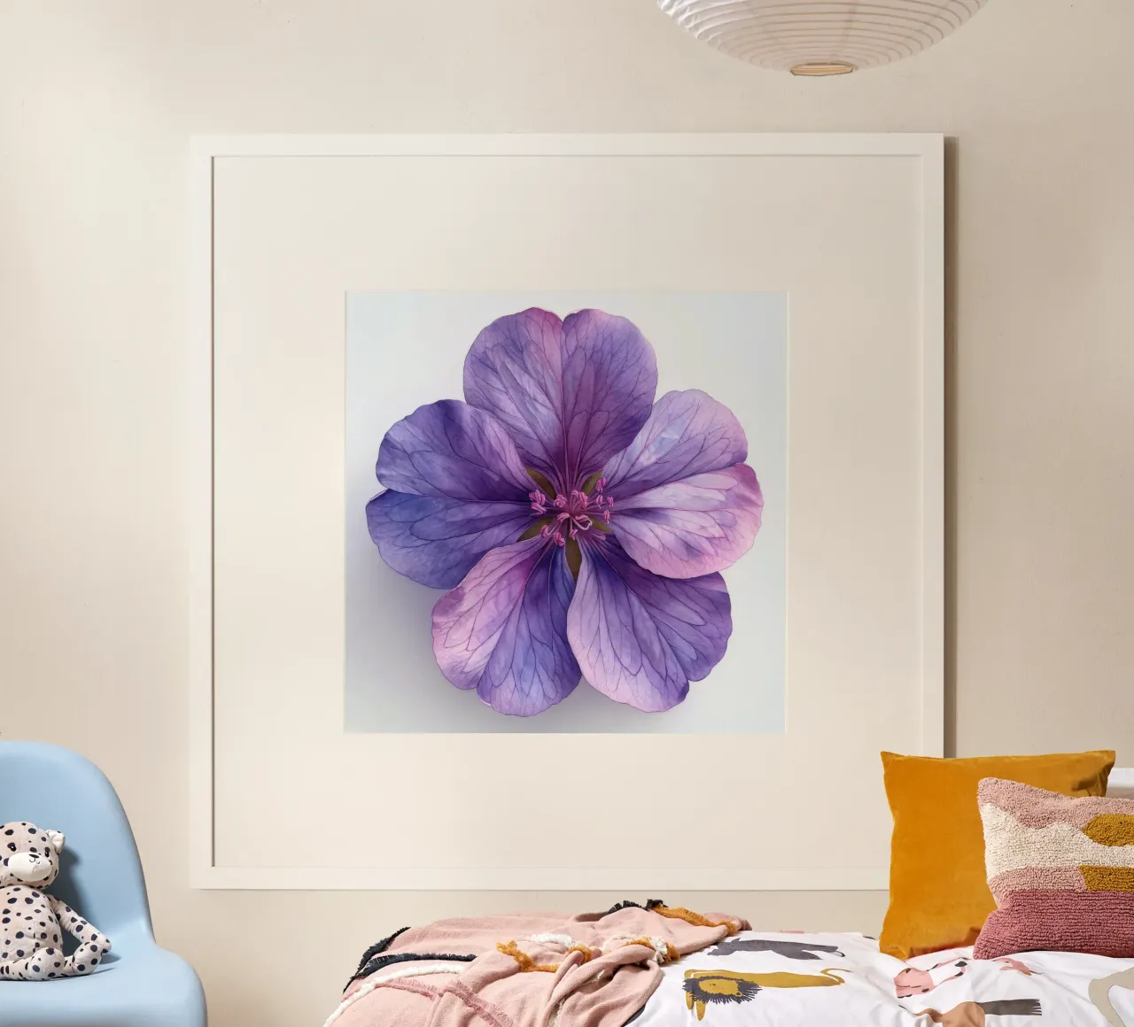 Geranio fiore 1 poster con telaio in legno da Bold Blooms