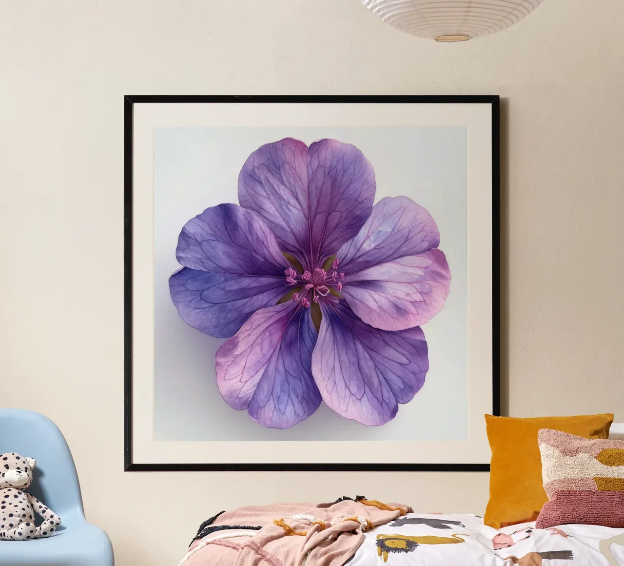 Geranio fiore 1 poster con telaio in legno da Bold Blooms