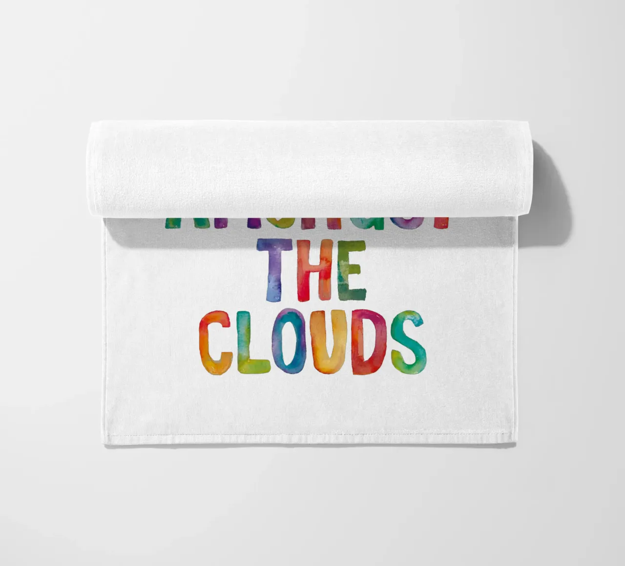 Be A Rainbow Amongst The Clouds Arcobaleni Tipografia Design telo mare da THE MOTIVATED TYPE
