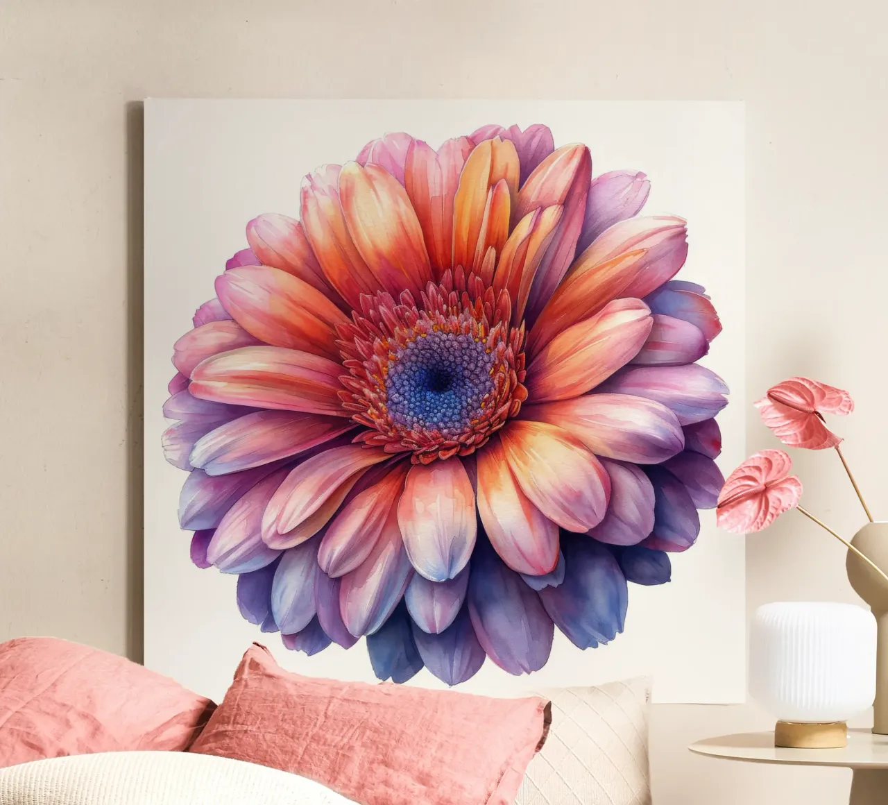 Gerberabloem 1 canvas met Baklijst van Bold Blooms