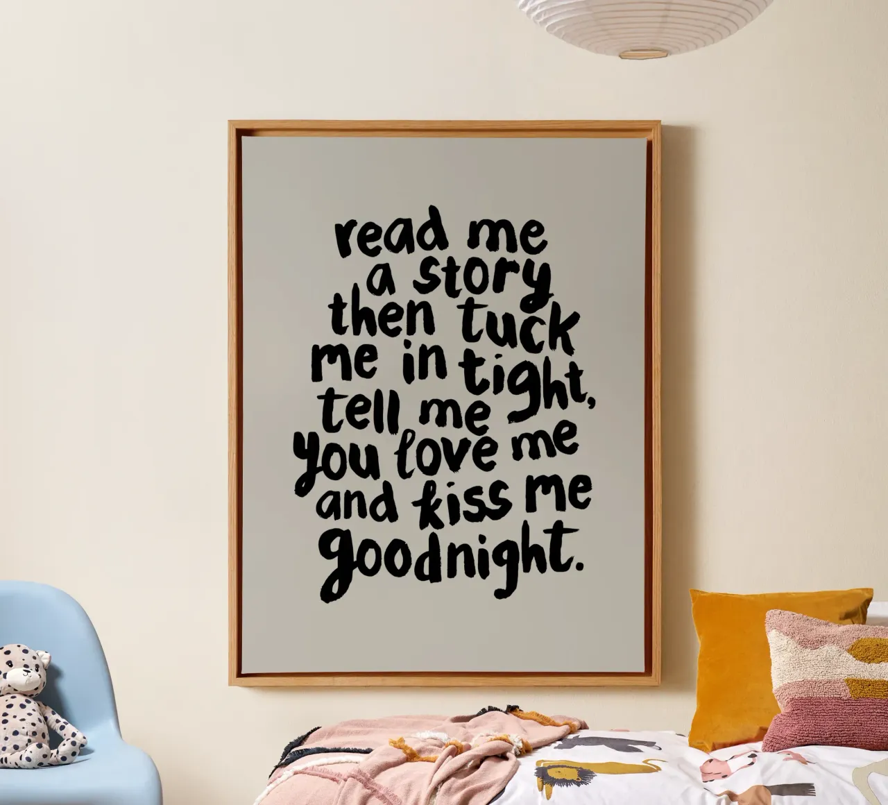 Lees me een verhaaltje en stop me dan stevig in en zeg dat je van me houdt canvas met Baklijst van THE MOTIVATED TYPE
