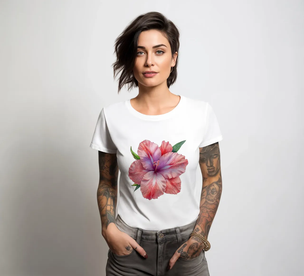 Gladiolus Flower 4 women's fitted t-shirt by Bold Blooms