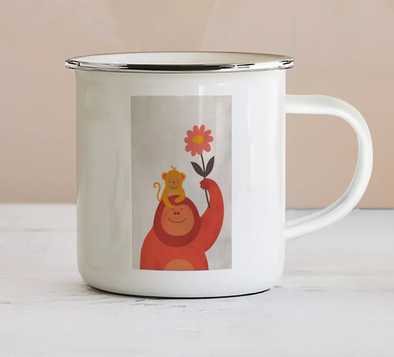 Boho Nursery 5 Monkey 2 tazza in smalto da Boho Print Collection