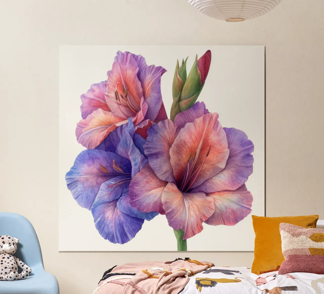 Fiore di gladiolo 1 poster con telaio in legno da Bold Blooms