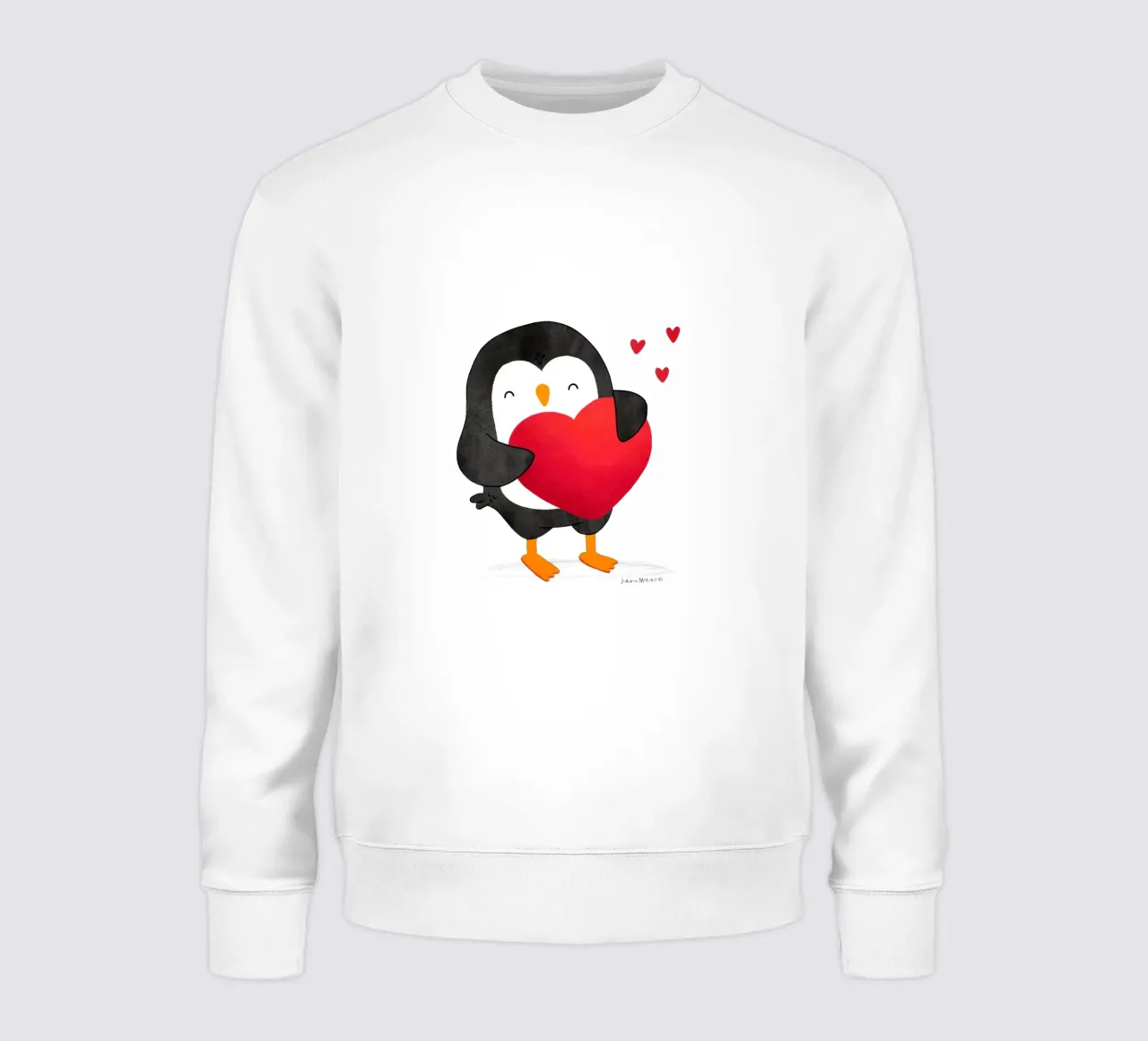 Pinguino felice con un grande cuore rosso felpa da julianamotzko