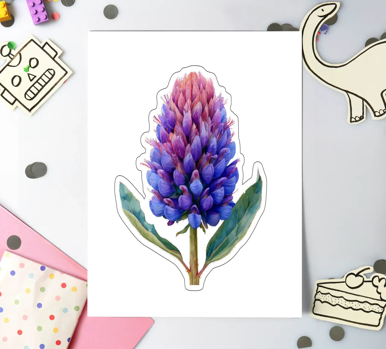 Globe Amaranth Flower 3 sticker sheet by Bold Blooms