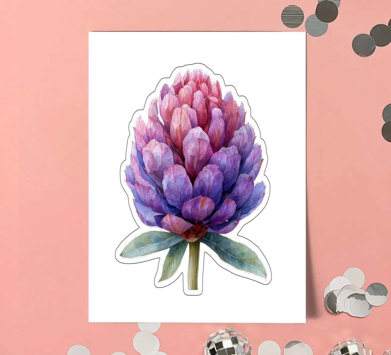 Kugel-Amaranth-Blüte 4 Stickerbogen von Bold Blooms