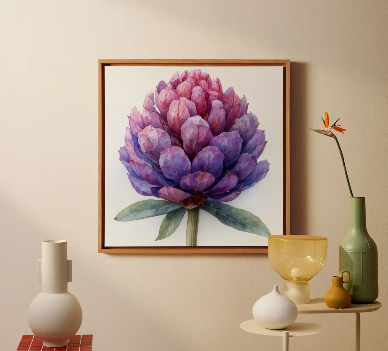 Globe Amaranth Flower 4 canvas by Bold Blooms