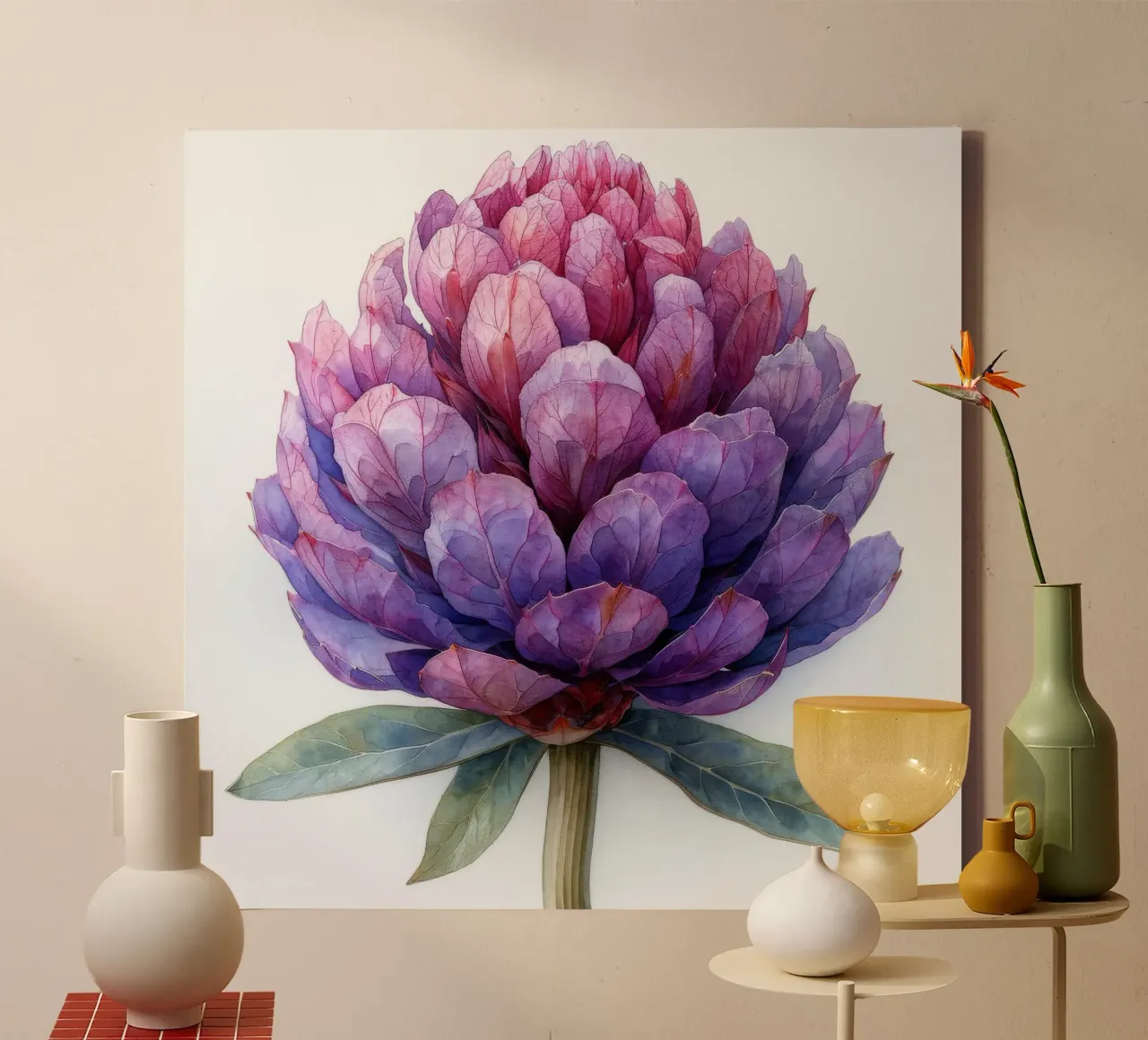 Globe Amaranth Flower 4 canvas by Bold Blooms