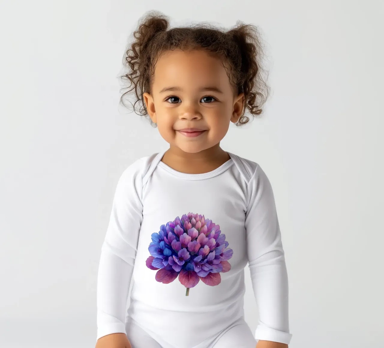 Globe Amaranth Flower 1 long-sleeve baby romper by Bold Blooms