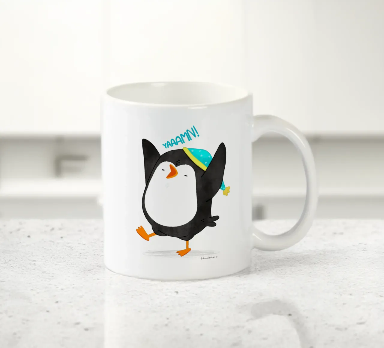 Pinguino che sbadiglia tazza in ceramica da julianamotzko