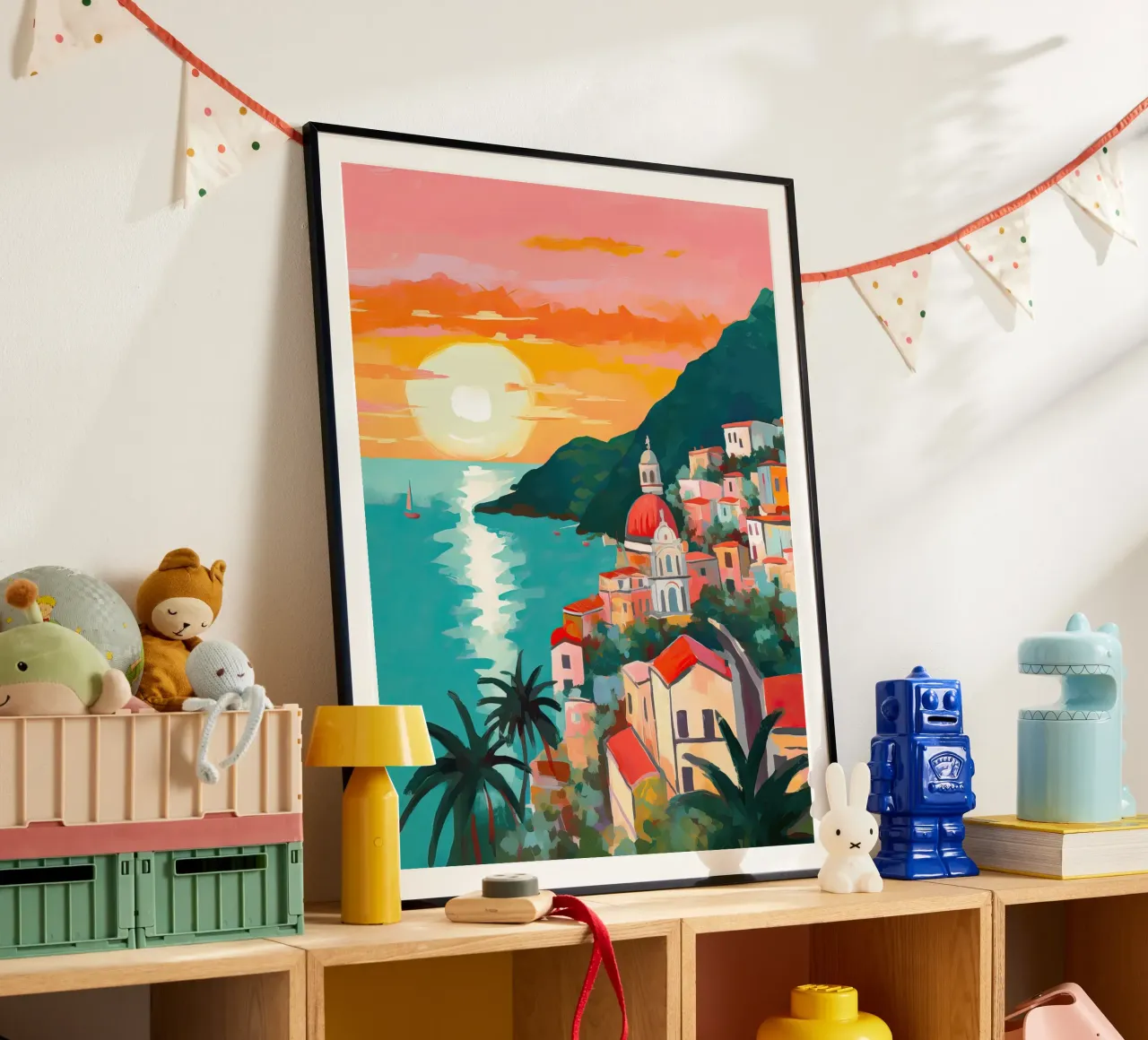 Amalfi Coast, Painting, Italy Travel Art, Coastal hahnemühle by Peaches Art Prints