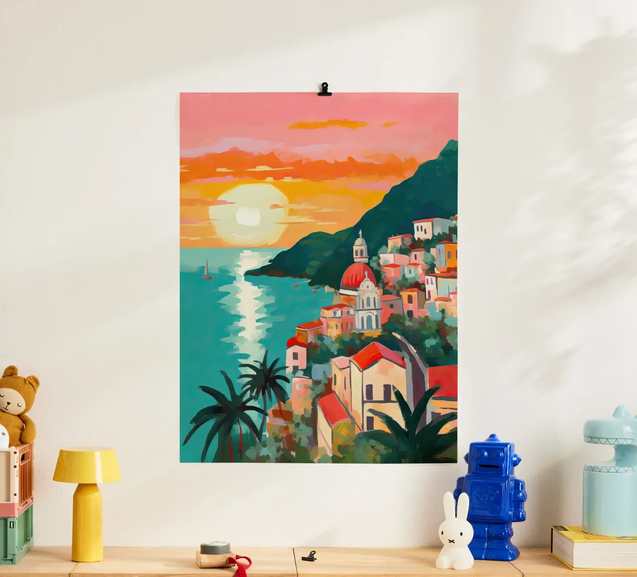 Amalfi Coast, Painting, Italy Travel Art, Coastal hahnemühle by Peaches Art Prints