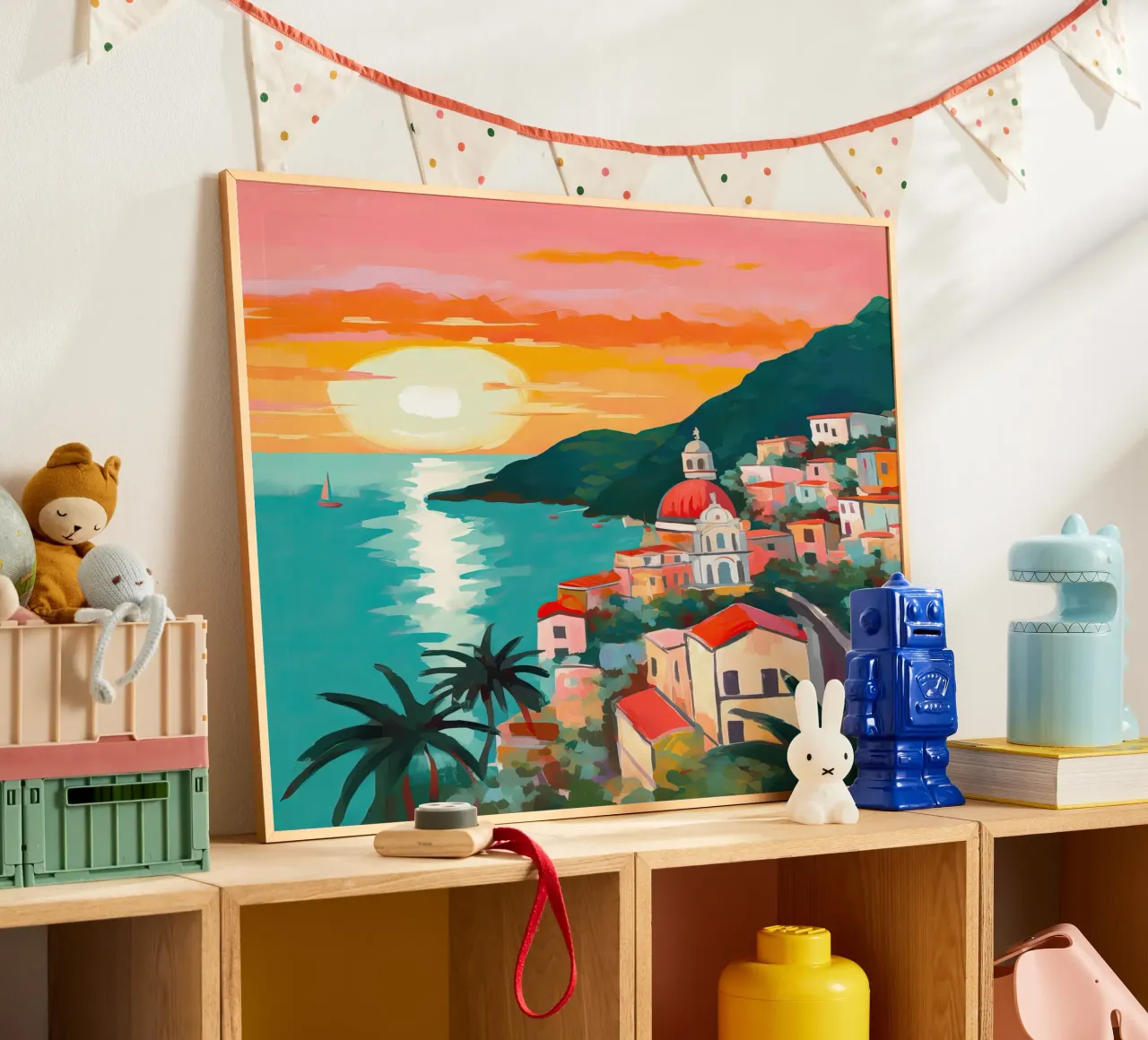 Amalfi Coast, Painting, Italy Travel Art, Coastal hahnemühle by Peaches Art Prints