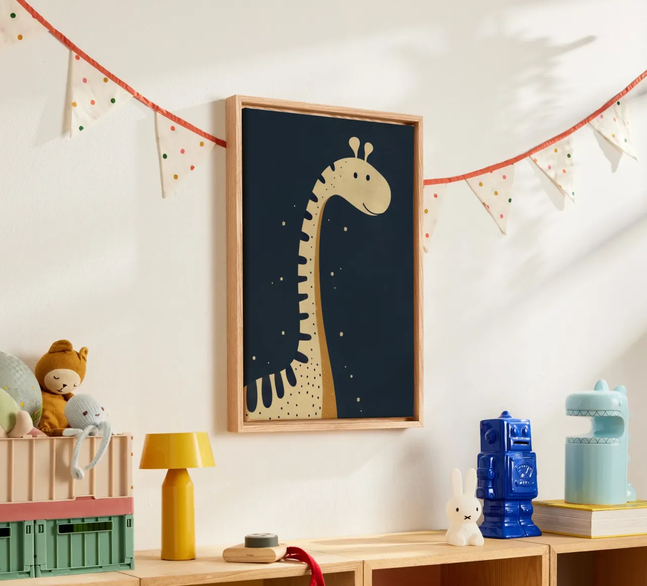 Boho Nursery 7 Dinosaur 1 canvas met Baklijst van Boho Print Collection