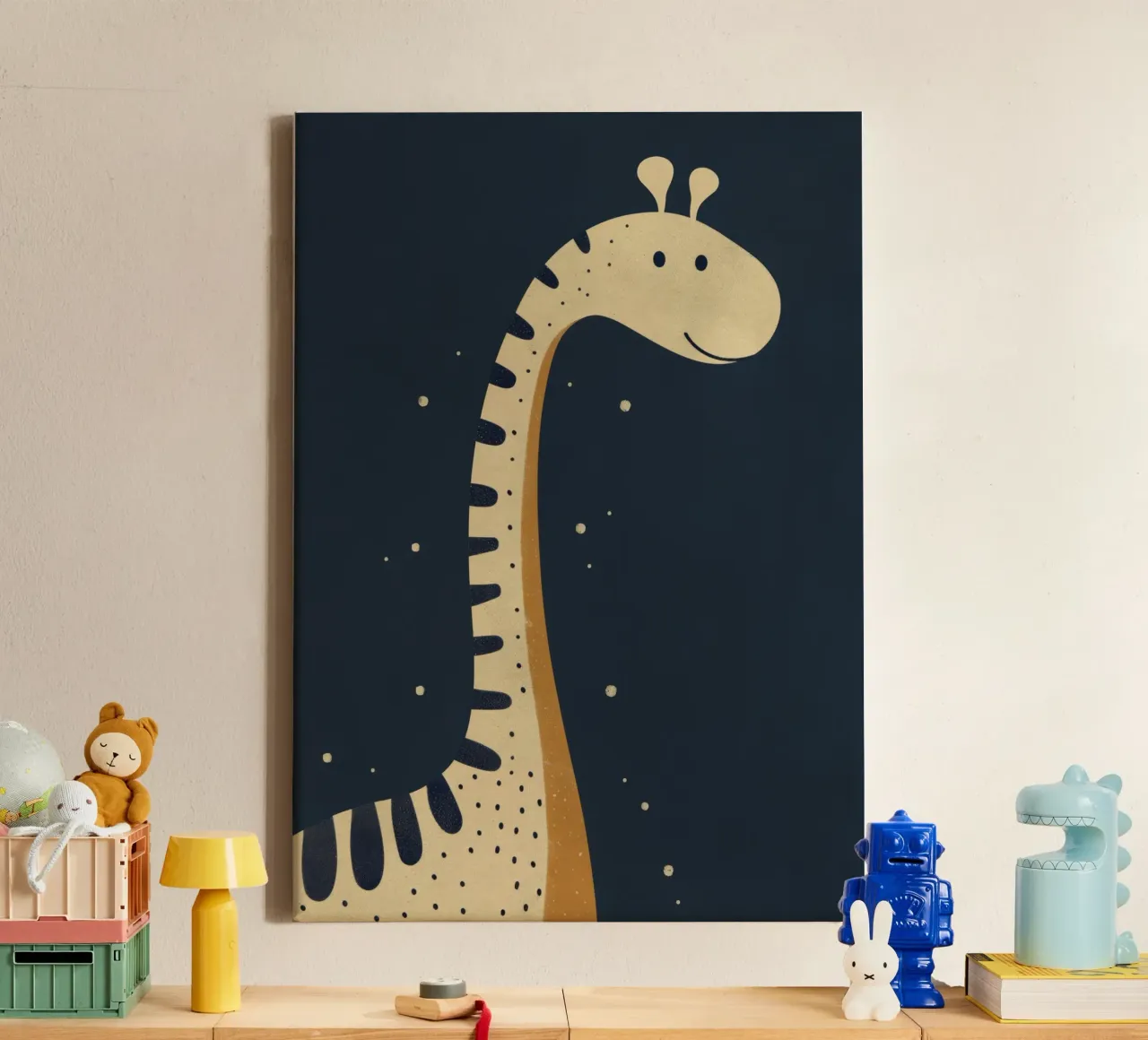 Boho Nursery 7 Dinosaur 1 canvas met Baklijst van Boho Print Collection