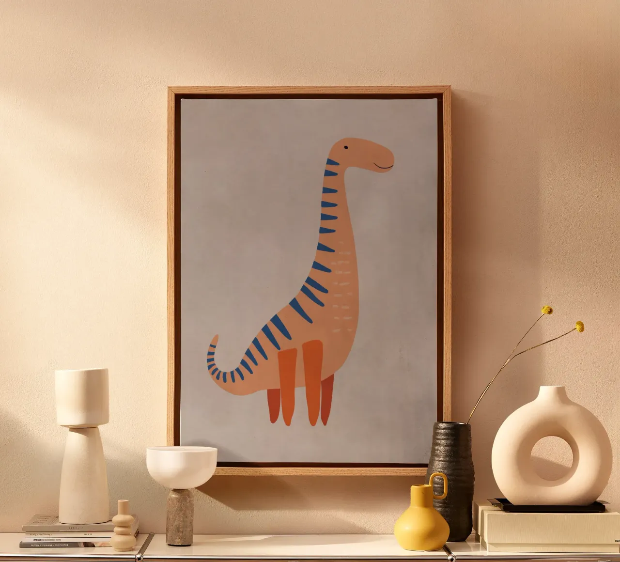 Boho Nursery 7 Dinosaur 3 tela con Cornice a cassetta da Boho Print Collection