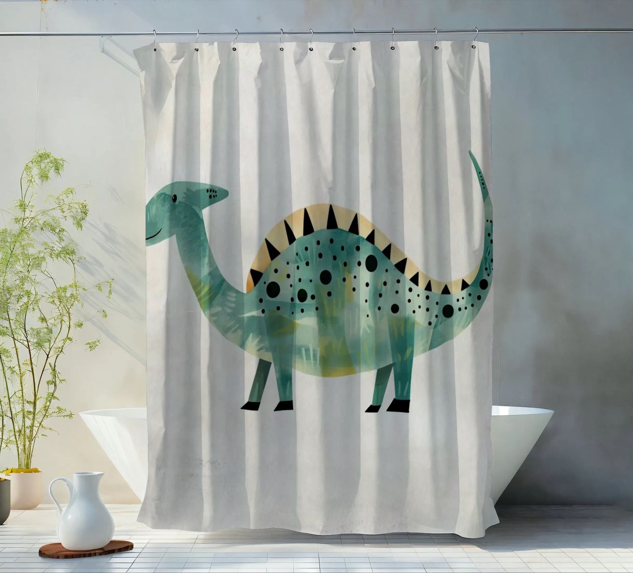Boho Nursery 8 Dinosaur 1 cortina de baño de Boho Print Collection