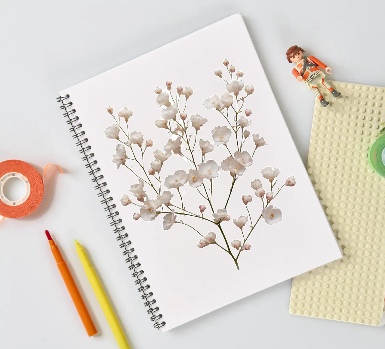 Gypsophila Babys Breath Flower 4 spiral notebook by Bold Blooms