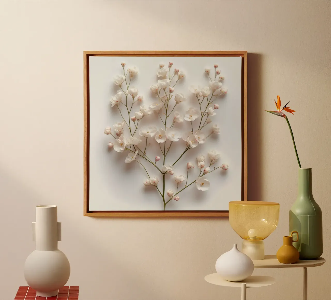Gypsophile Fleur d'haleine de bébé 4 toile avec Caisse américaine de Bold Blooms