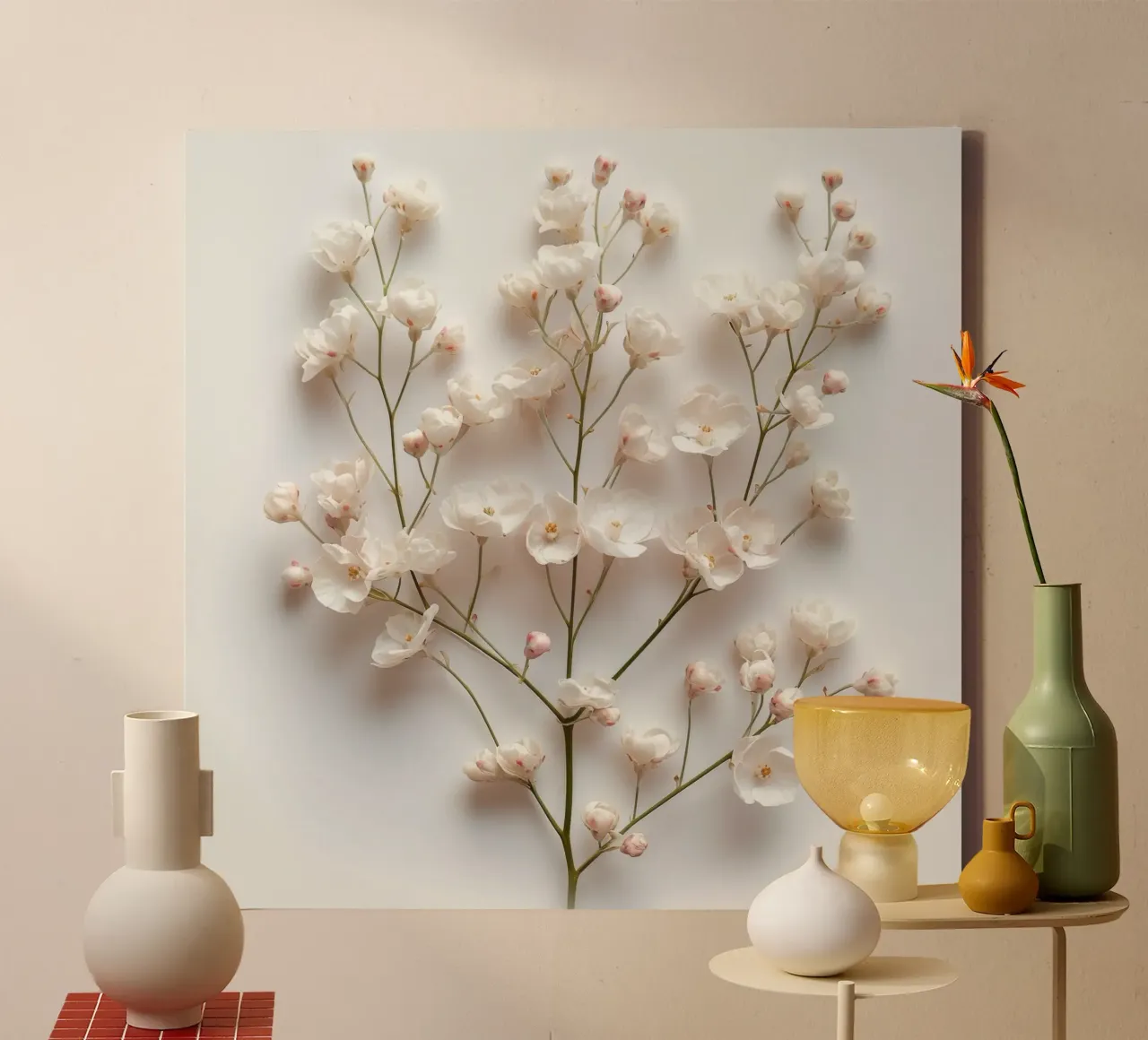 Gypsophile Fleur d'haleine de bébé 4 toile avec Caisse américaine de Bold Blooms