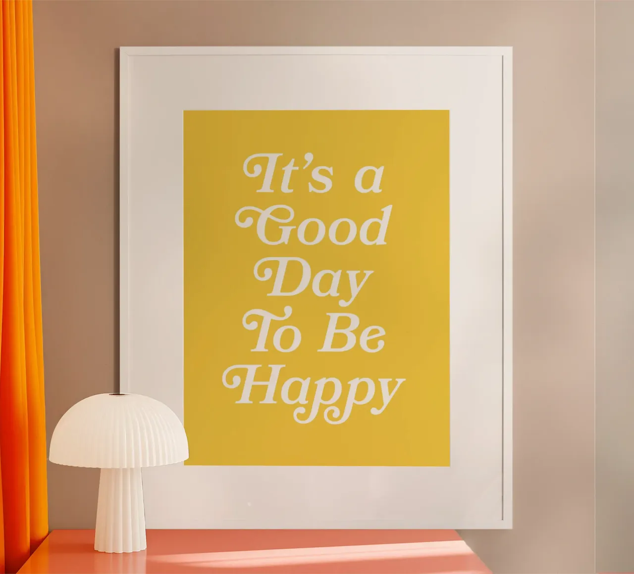 It's a Good Day To Be Happy Zitat (Gelbton) Hahnemühle von Paigaam Studio