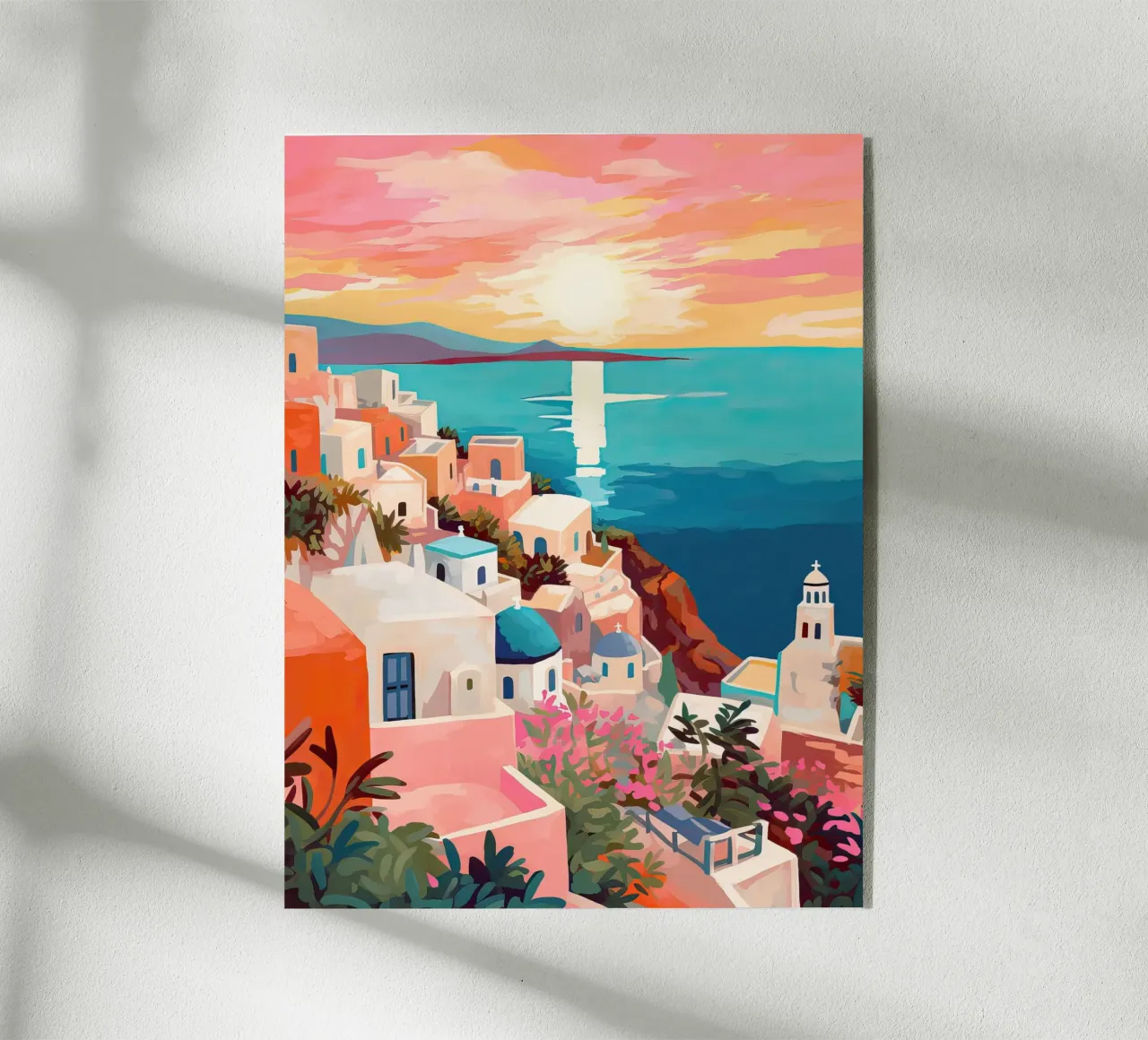 Greece, Santorini Streets, Travel Art acrylic glass by Peaches Art Prints