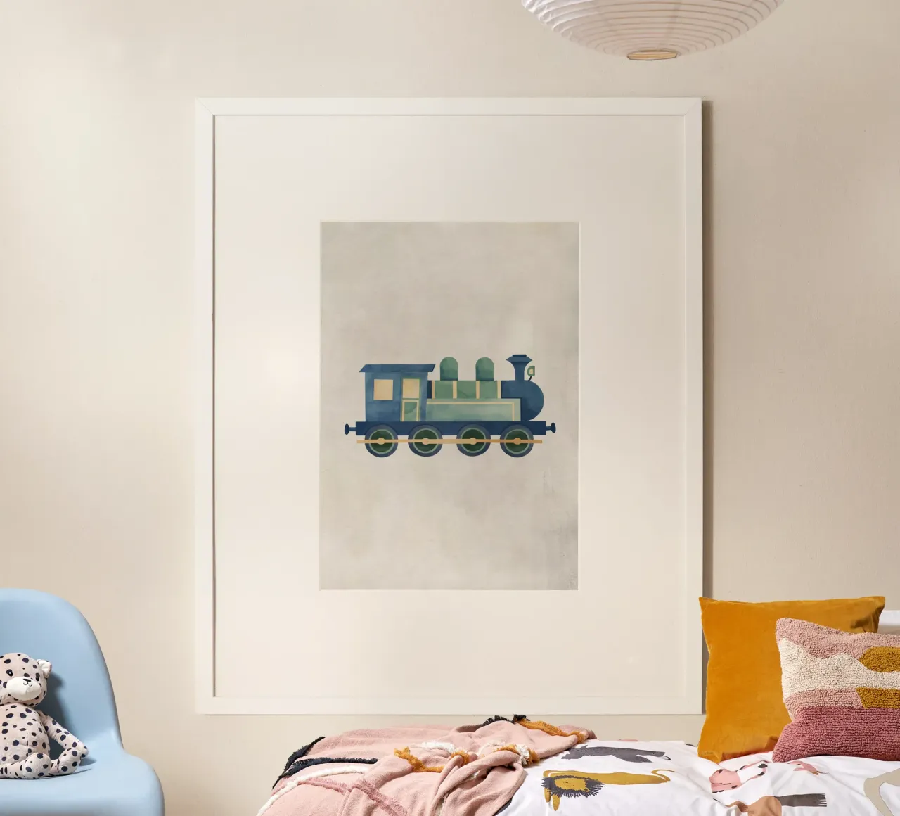Boho Nursery 11 Locomotive poster con telaio in plastica da Boho Print Collection