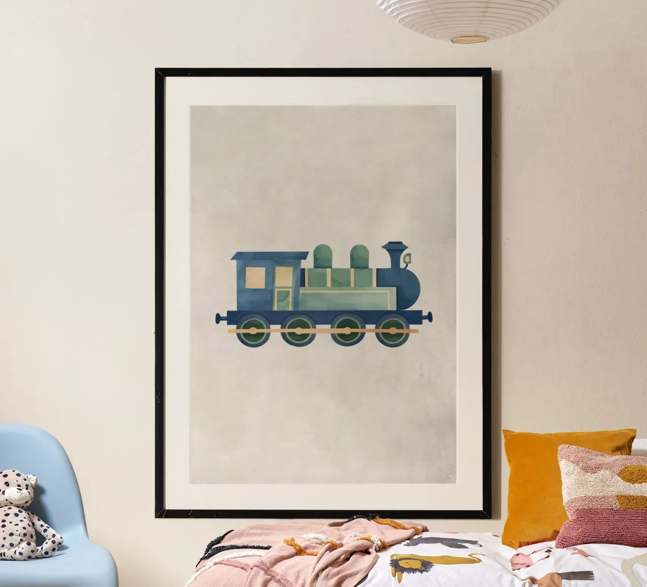 Boho Nursery 11 Locomotive poster con telaio in plastica da Boho Print Collection