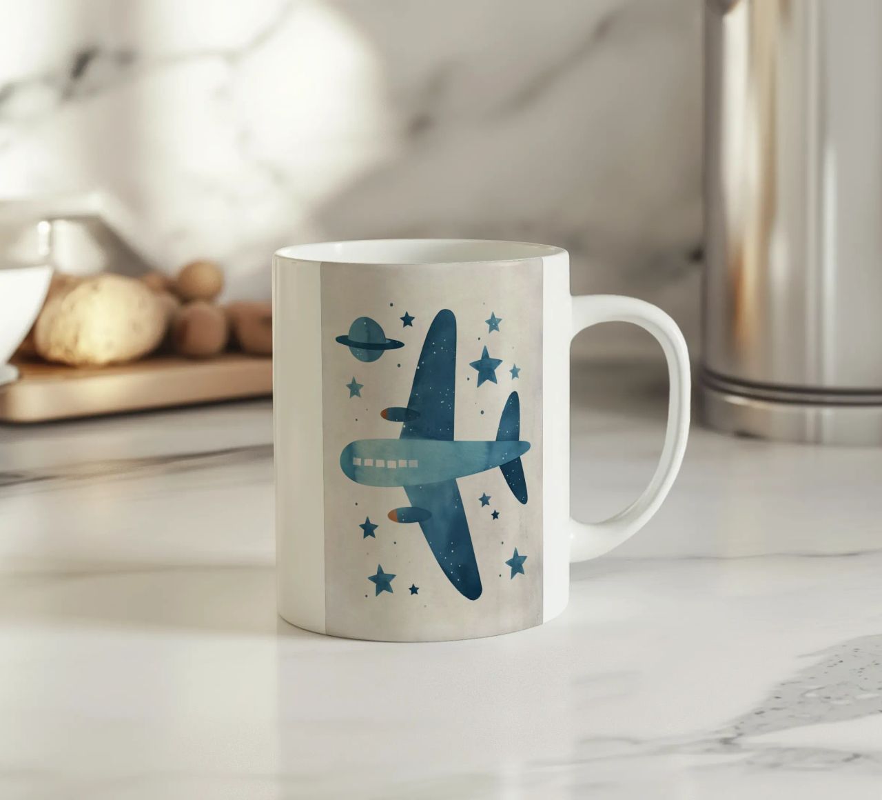 Boho Nursery 11 Plane tazza in ceramica da Boho Print Collection