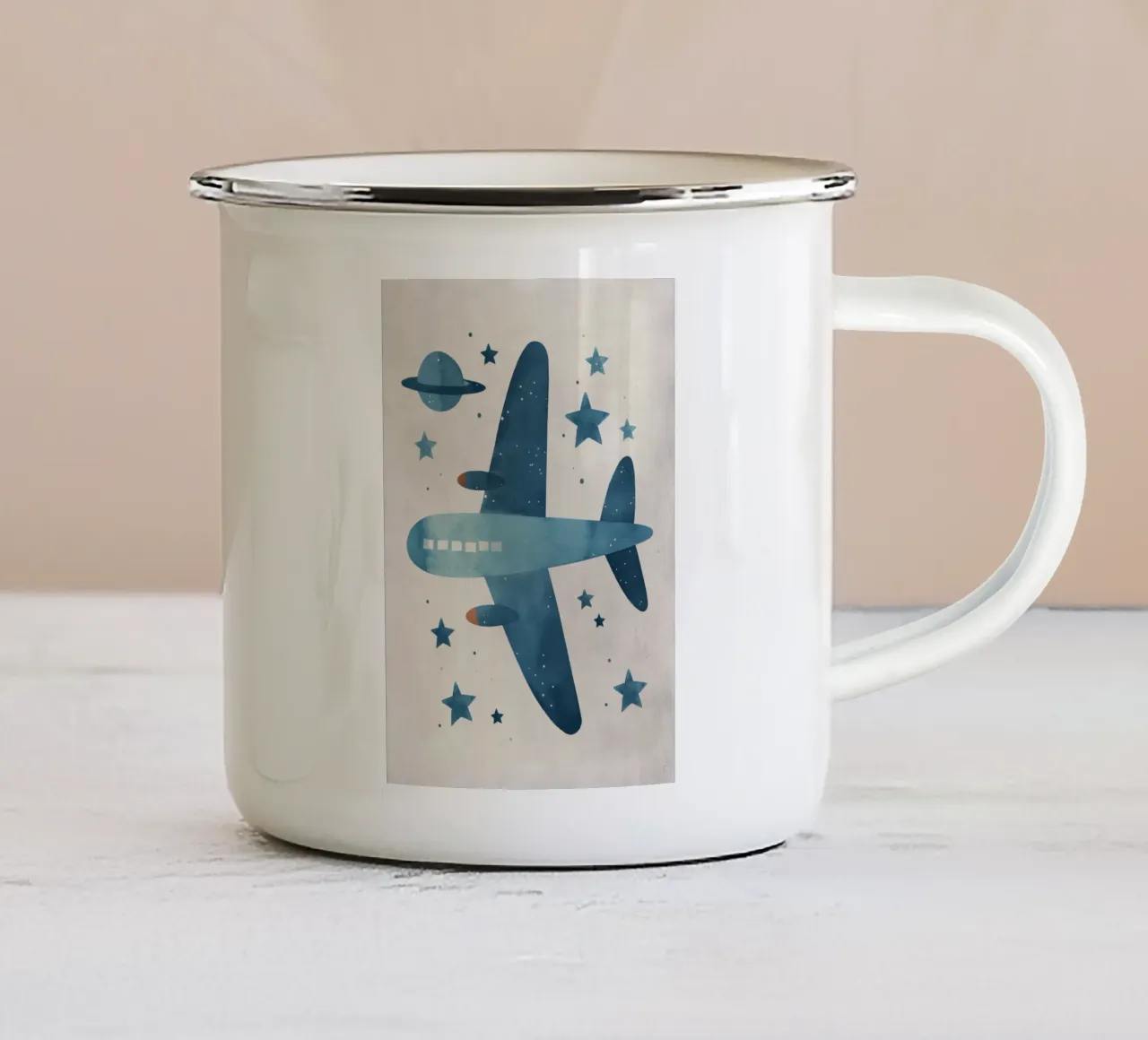 Boho Nursery 11 Plane taza de esmalte de Boho Print Collection