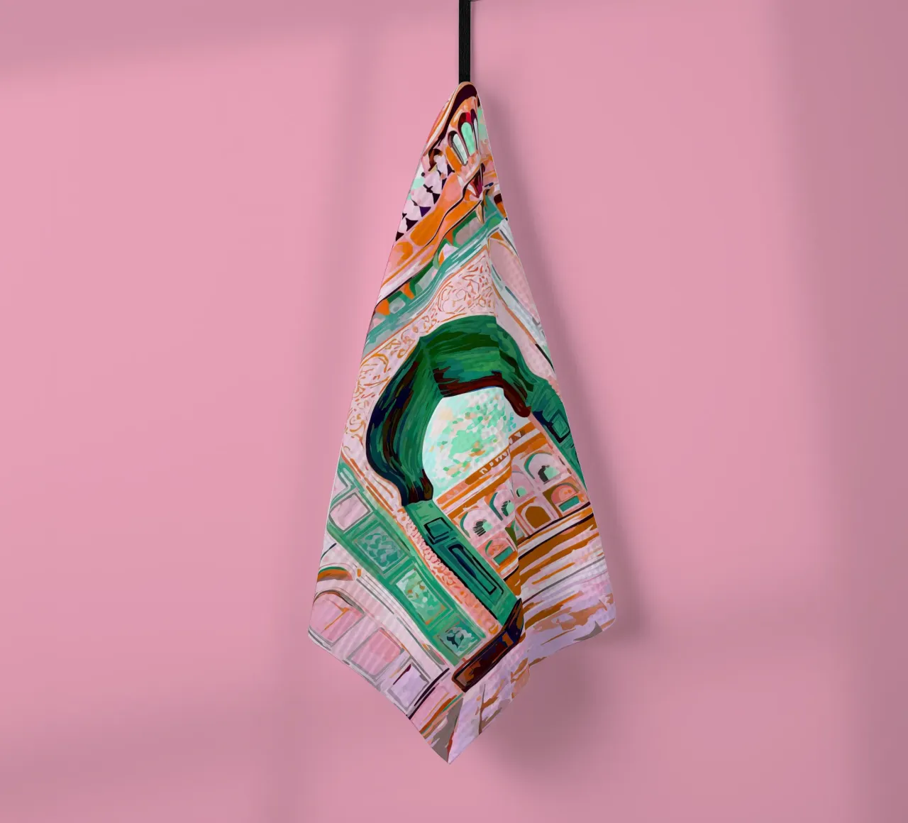 India, Patrika Gate, Travel Art tea towel by Peaches Art Prints