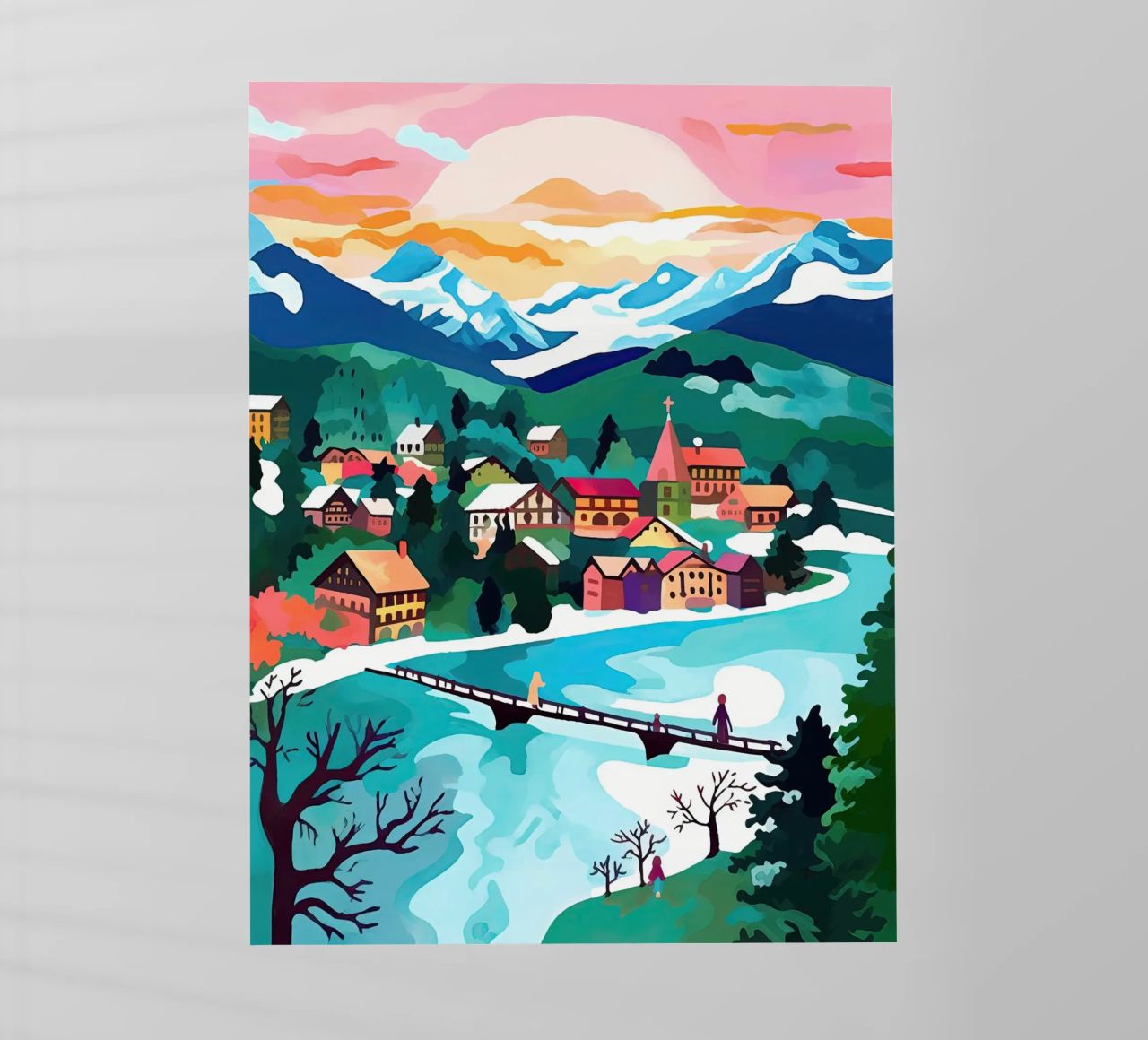Interlaken, Schweiz, Bergsee, Reisekunst Backlit Folie von Peaches Art Prints