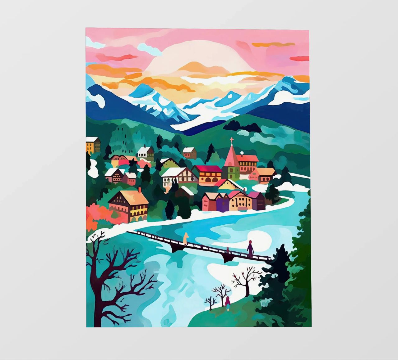 Interlaken, Schweiz, Bergsee, Reisekunst Fototapete von Peaches Art Prints