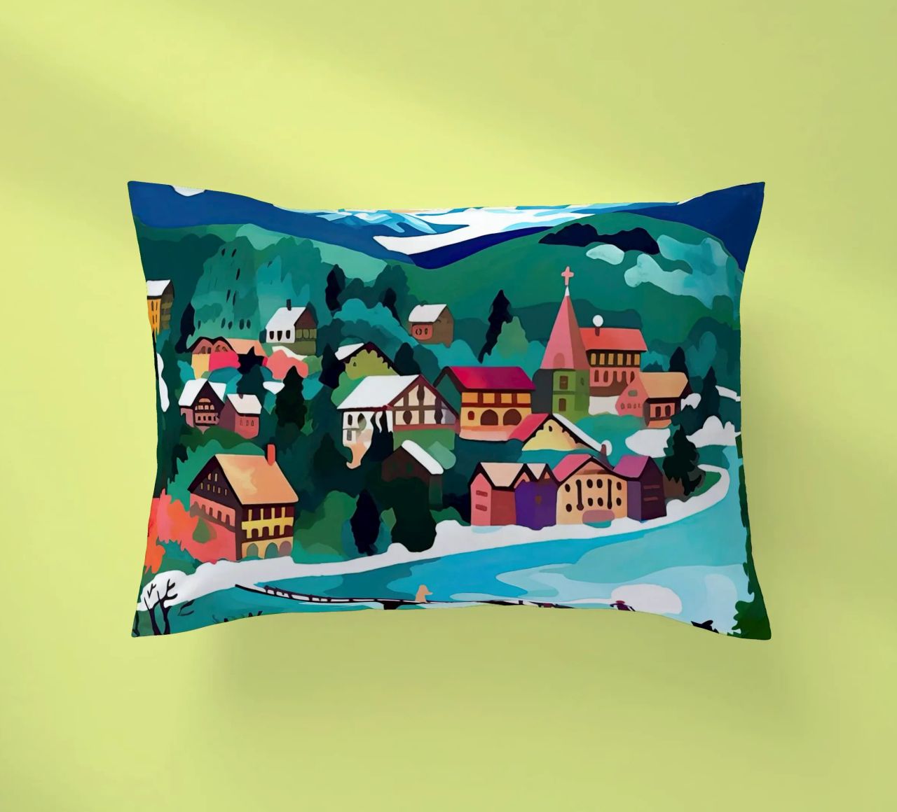 Interlaken, Schweiz, Bergsee, Reisekunst Kissen von Peaches Art Prints