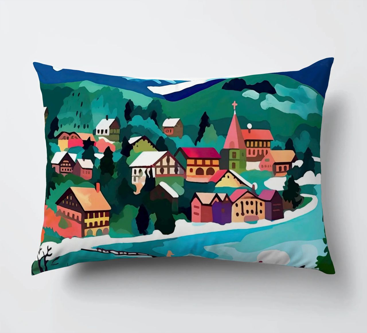 Interlaken, Schweiz, Bergsee, Reisekunst Kissen von Peaches Art Prints