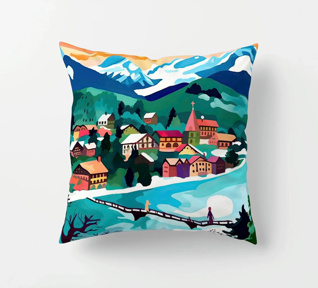 Interlaken, Schweiz, Bergsee, Reisekunst Kissen von Peaches Art Prints