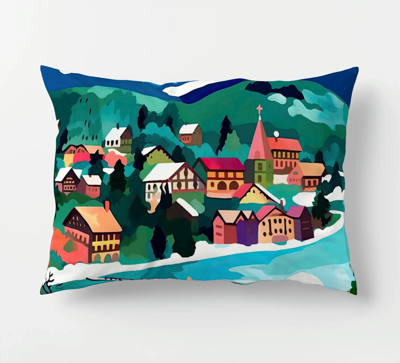 Interlaken, Schweiz, Bergsee, Reisekunst Kissen von Peaches Art Prints