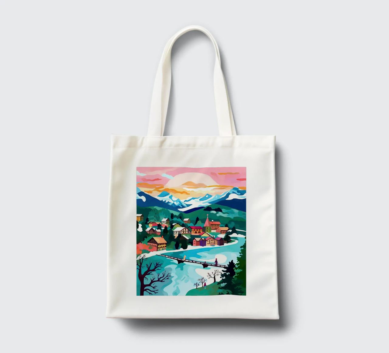 Interlaken, Schweiz, Bergsee, Reisekunst Jutebeutel von Peaches Art Prints