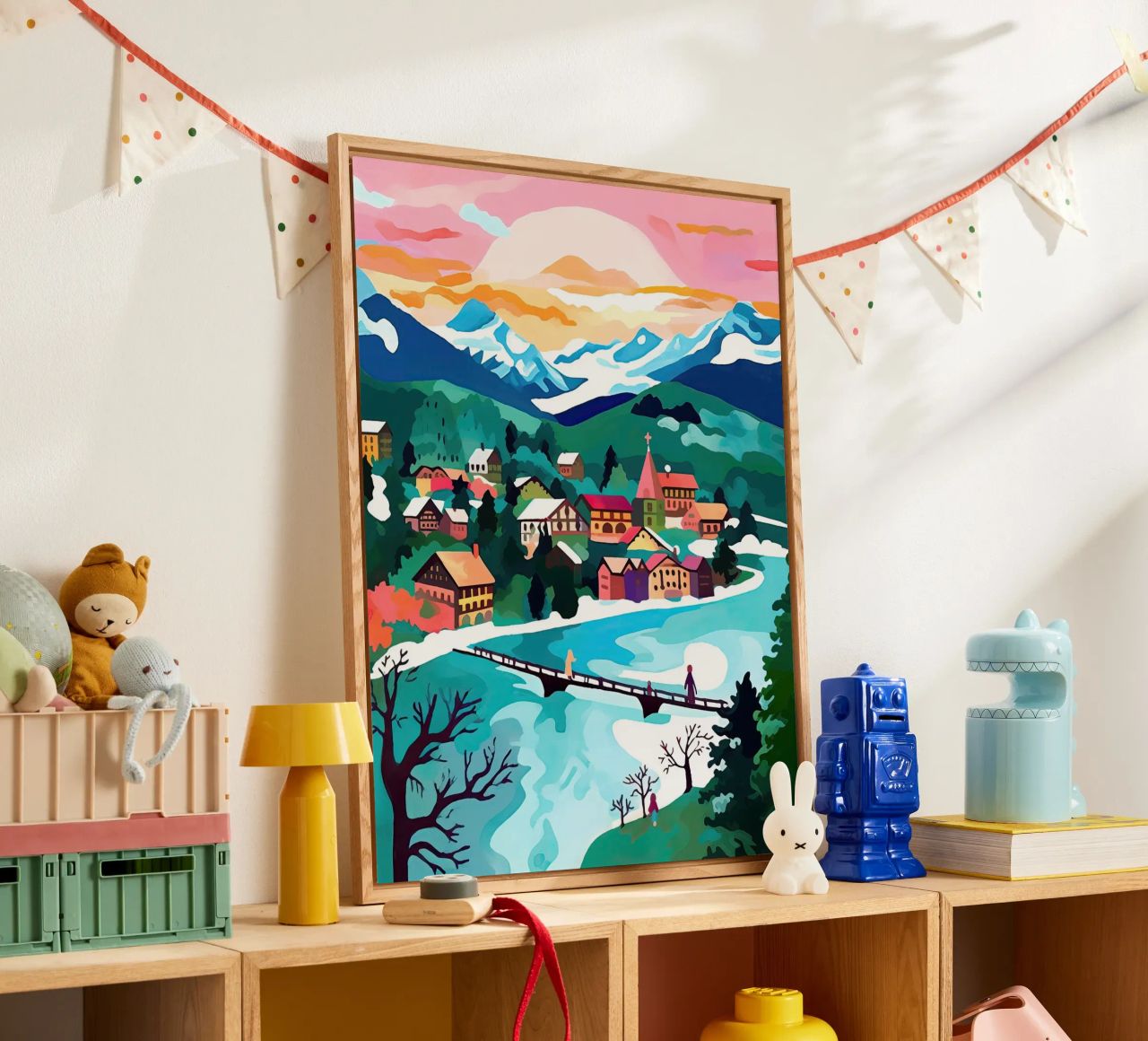 Interlaken, Schweiz, Bergsee, Reisekunst Acryl-Glas von Peaches Art Prints