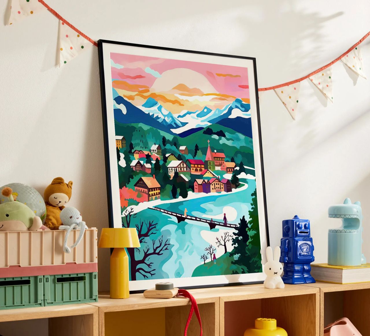 Interlaken, Schweiz, Bergsee, Reisekunst Poster von Peaches Art Prints