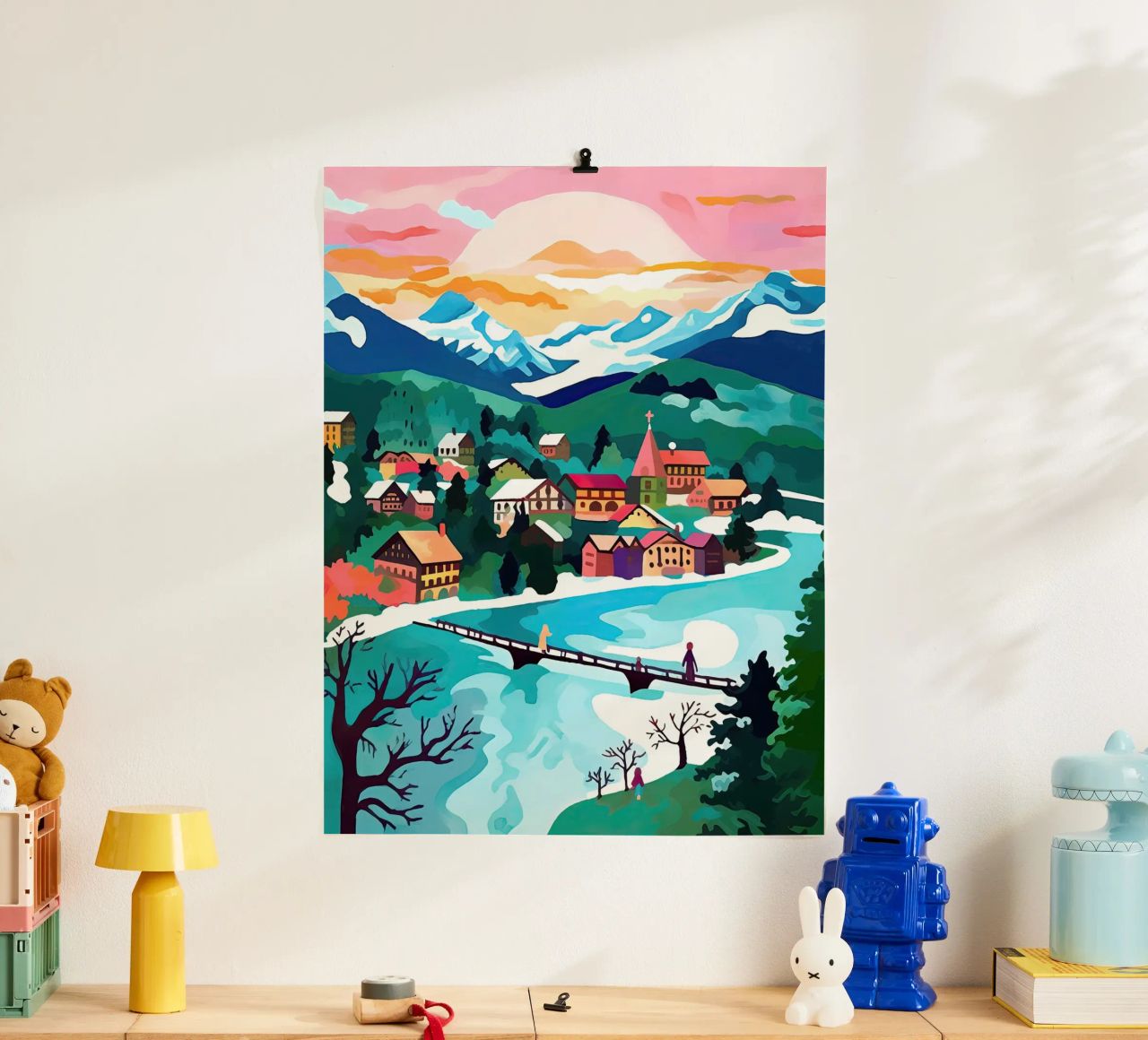 Interlaken, Schweiz, Bergsee, Reisekunst Poster von Peaches Art Prints