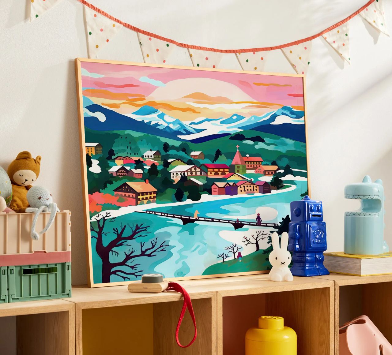 Interlaken, Schweiz, Bergsee, Reisekunst Poster von Peaches Art Prints
