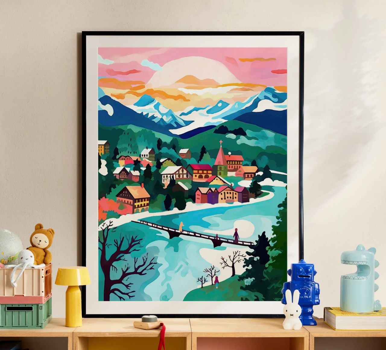 Interlaken, Schweiz, Bergsee, Reisekunst Poster von Peaches Art Prints